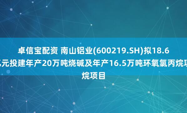 卓信宝配资 南山铝业(600219.SH)拟18.68亿元投建年产20万吨烧碱及年产16.5万吨环氧氯丙烷项目