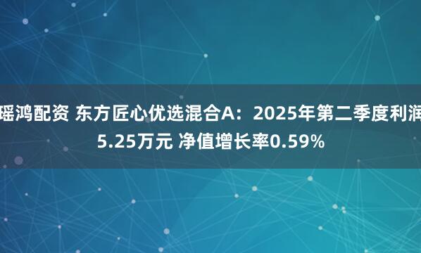 瑶鸿配资 东方匠心优选混合A：2025年第二季度利润5.25万元 净值增长率0.59%