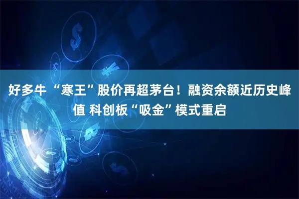 好多牛 “寒王”股价再超茅台！融资余额近历史峰值 科创板“吸金”模式重启