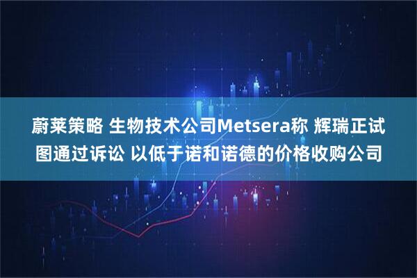 蔚莱策略 生物技术公司Metsera称 辉瑞正试图通过诉讼 以低于诺和诺德的价格收购公司