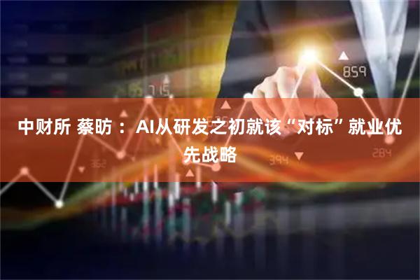 中财所 蔡昉 ：AI从研发之初就该“对标”就业优先战略